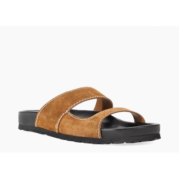 STAUD Cyprus Suede Slides Tan Color Sandals MSRP $295 New Size 42/ US 12 - Picture 1 of 8